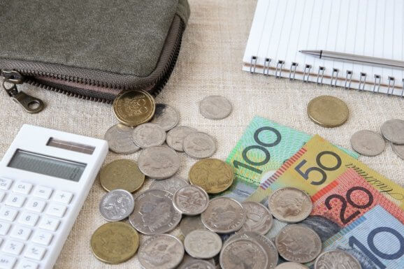 Austrlian coins, notes and general calculators.