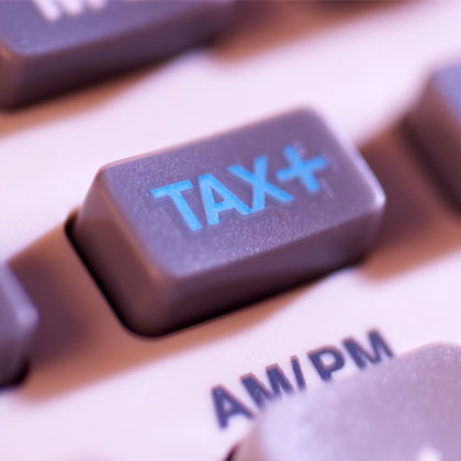 A calculator for tax returns and taxation.