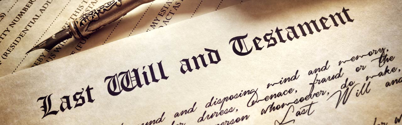 Last will and testament document as part of estate planning.