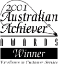 2001 Australian Achiever Awards winner excellence in customer service.